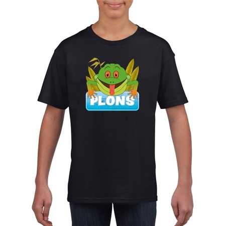 Plons the frog t-shirt black for children