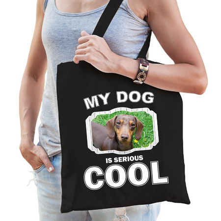 Dachshund my dog is serious cool bag black 