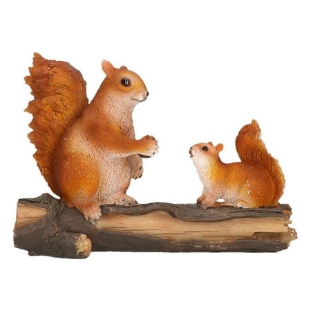Statue squirls on a tree trunk 24 x 10 x 18 cm polyresin