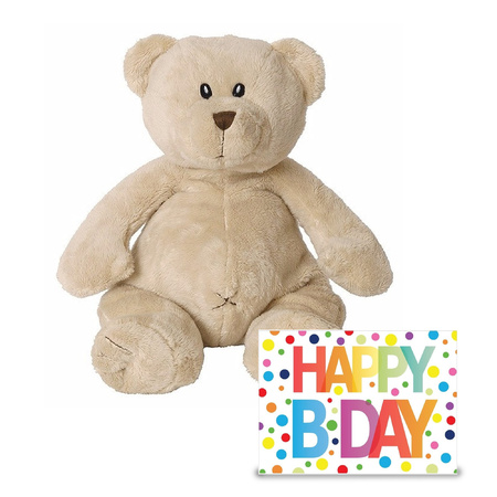 Birthday gift soft toy Bear 32 cm and XL-size Happy Birthday postcard