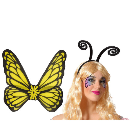 Butterfly dress up set - wings and tiara - yellow - adults