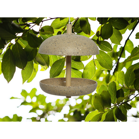 Vogel voedersilo hangend - bamboe hout - lichtbruin - 21 x 25 cm