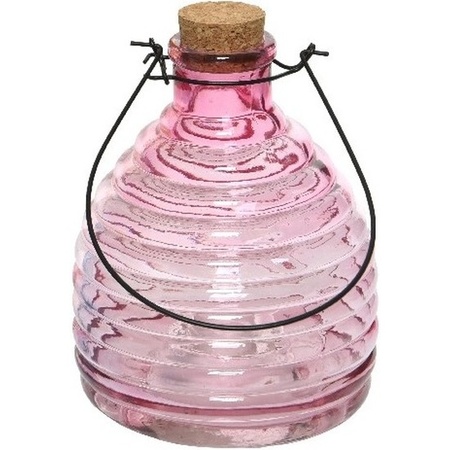 Wasp catcher/trap pink 17 cm glass