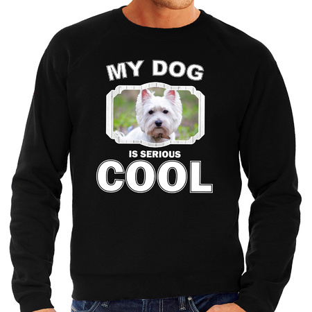 Honden liefhebber trui / sweater West terrier my dog is serious cool zwart voor heren