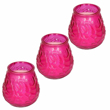 3x Scented candle citronella pink glass