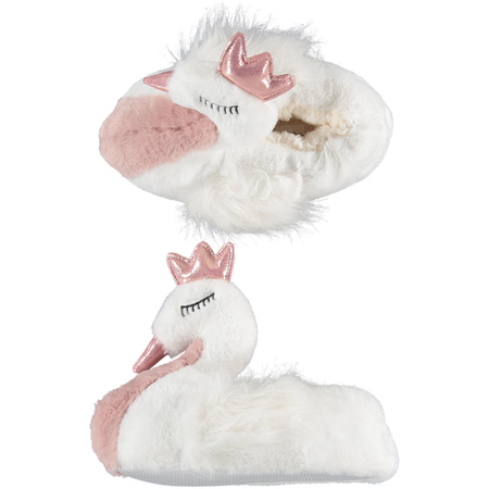 White/pink swan slippers for women