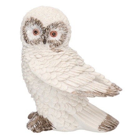 White snow owl bird decoration statue 13 cm