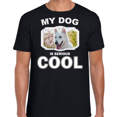 White shepherd dog t-shirt my dog is serious cool black for men