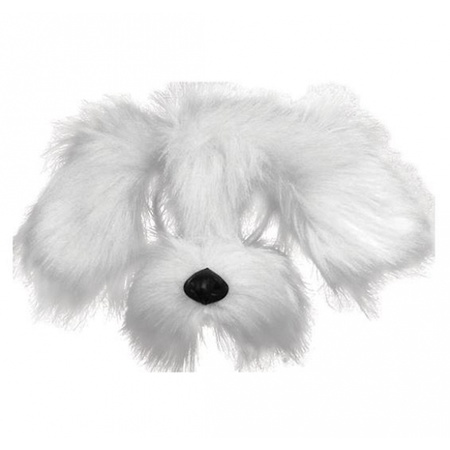 White shaggy dog mask with fur