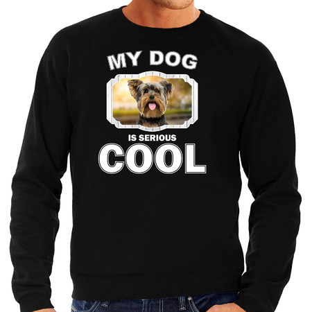 Honden liefhebber trui / sweater Yorkshire terrier my dog is serious cool zwart voor heren