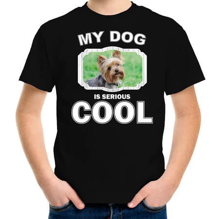 York shireterrier dog t-shirt my dog is serious cool black for children