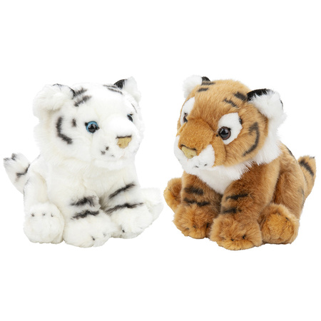 Soft toys animals - set 2x - brown and white Tiger 18 cm