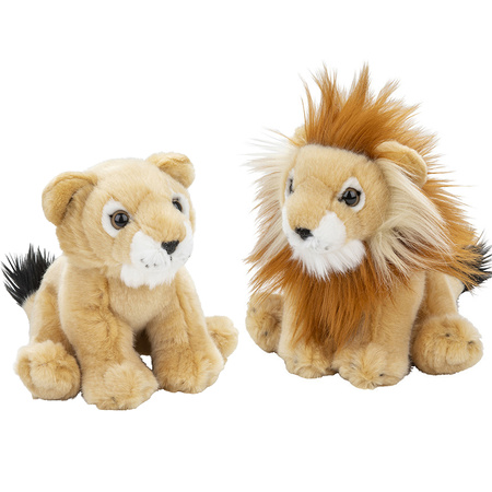Soft toys animals - set 2x - Lion and Lioness 18 cm