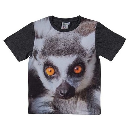 Black t-shirt with ring tailed lemur for kids